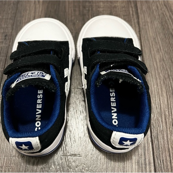 Converse Star Player Infant Double Velcro Black Rush Blue White Shoes - Picture 7 of 12